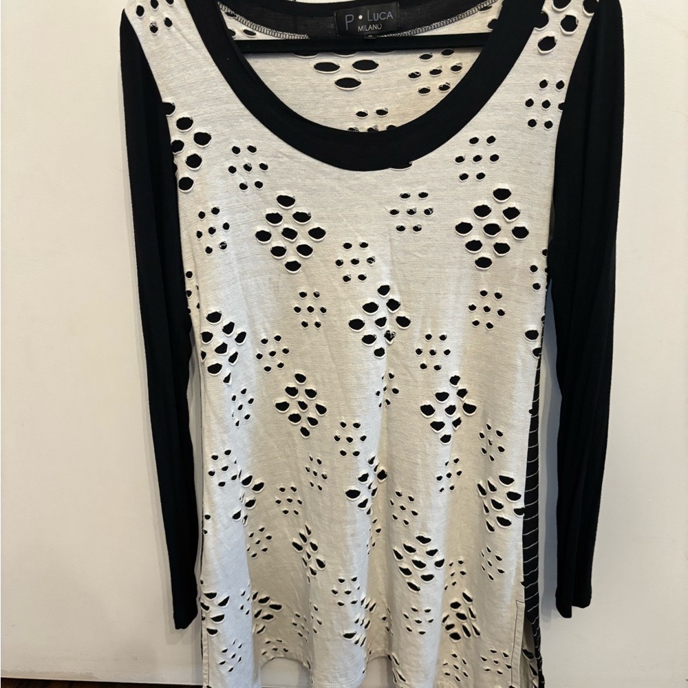 P. Luca Milano Black and White Cutout Top